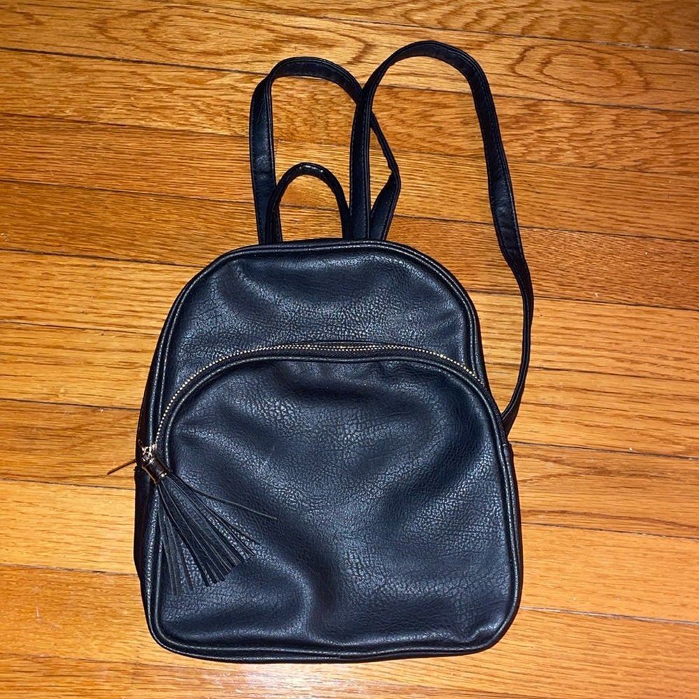 Faux leather mini backpack